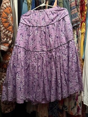 Ulla Johnson Lavender Floral Tiered Maxi Skirt